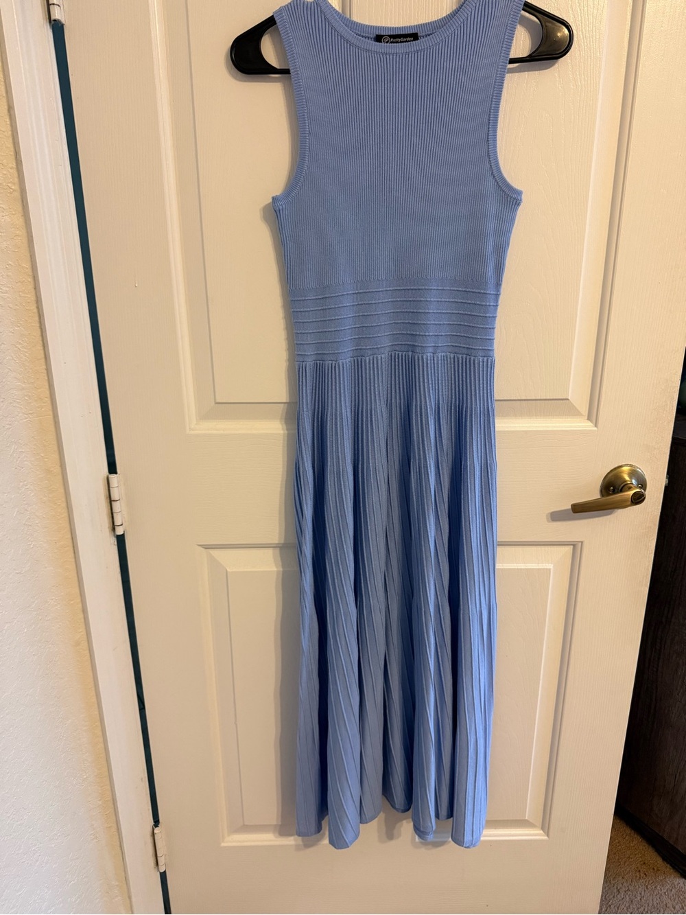 Sleeveless Ribbed Maxi Dress in Sky Blue by